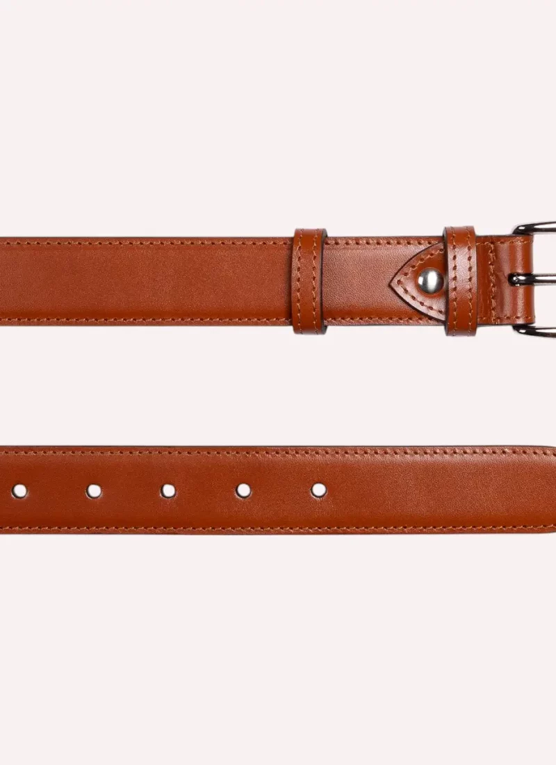 Ceinture Achille - Cuir lisse camel - à plat - Daguet