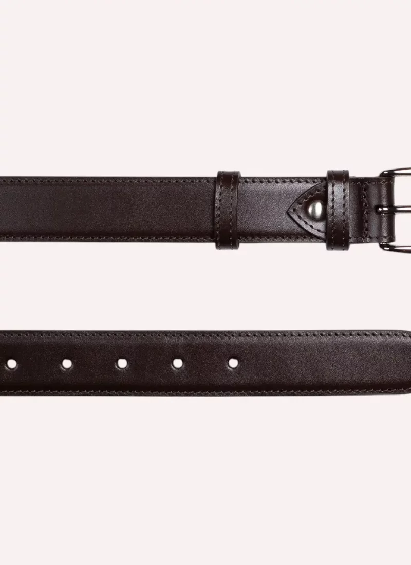 Ceinture Achille - Cuir lisse marron - à plat-Daguet