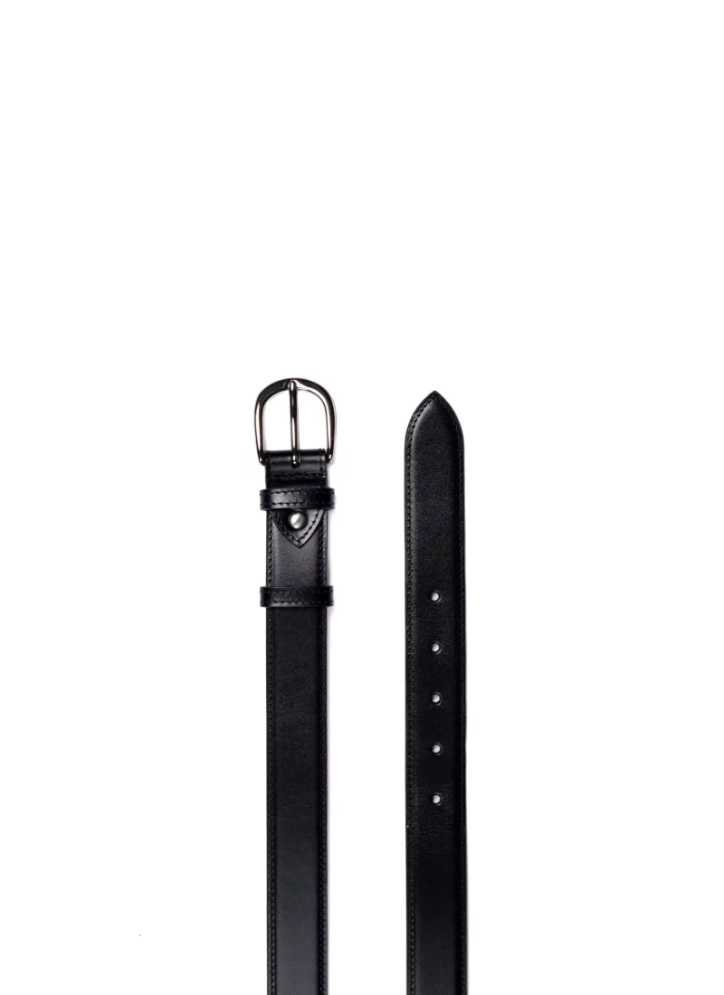 Ceinture Achille - Cuir lisse noir - a plat 2