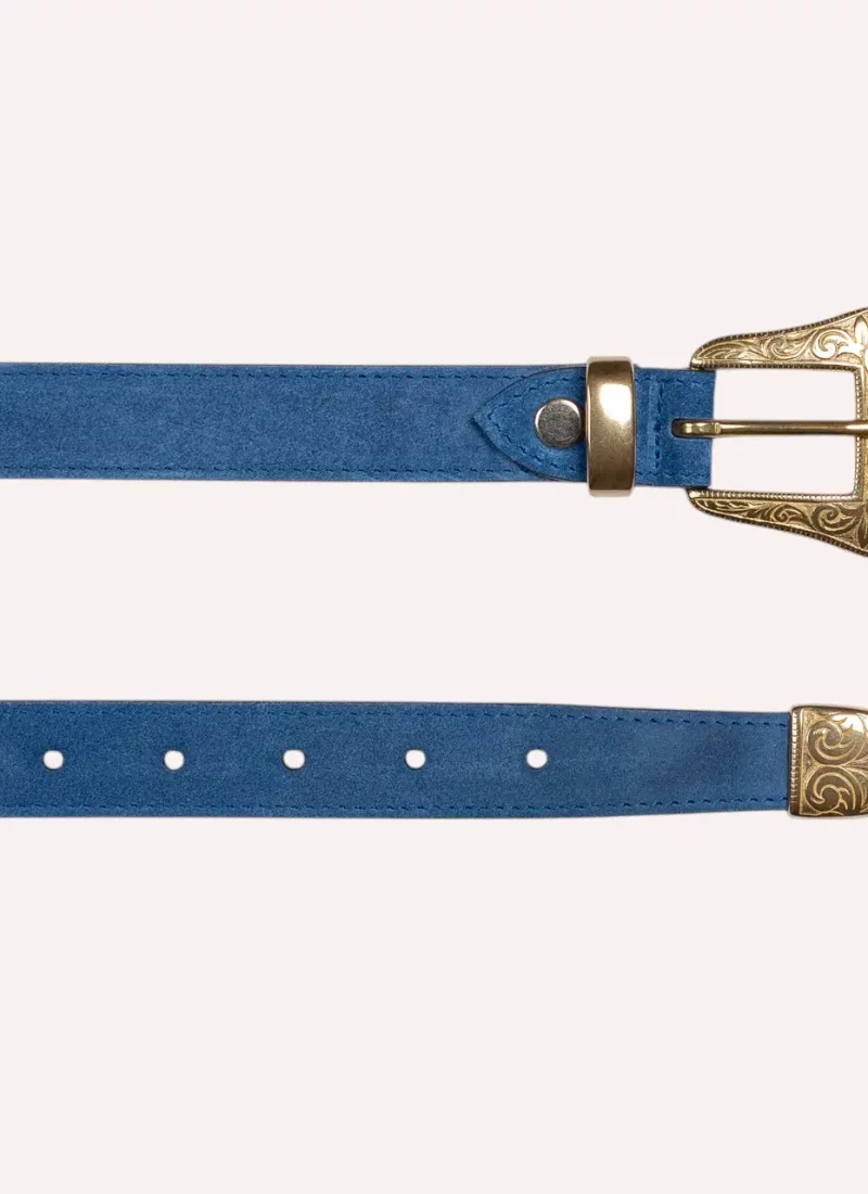 Ceinture Alison - Velours bleu clair - à plat-Daguet