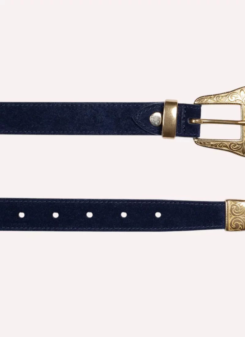 Ceinture Alison - Velours bleu nuit - à plat-Daguet
