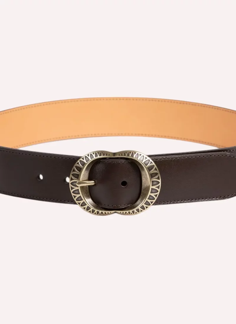 Ceinture Amanda - Cuir lisse marron-Daguet