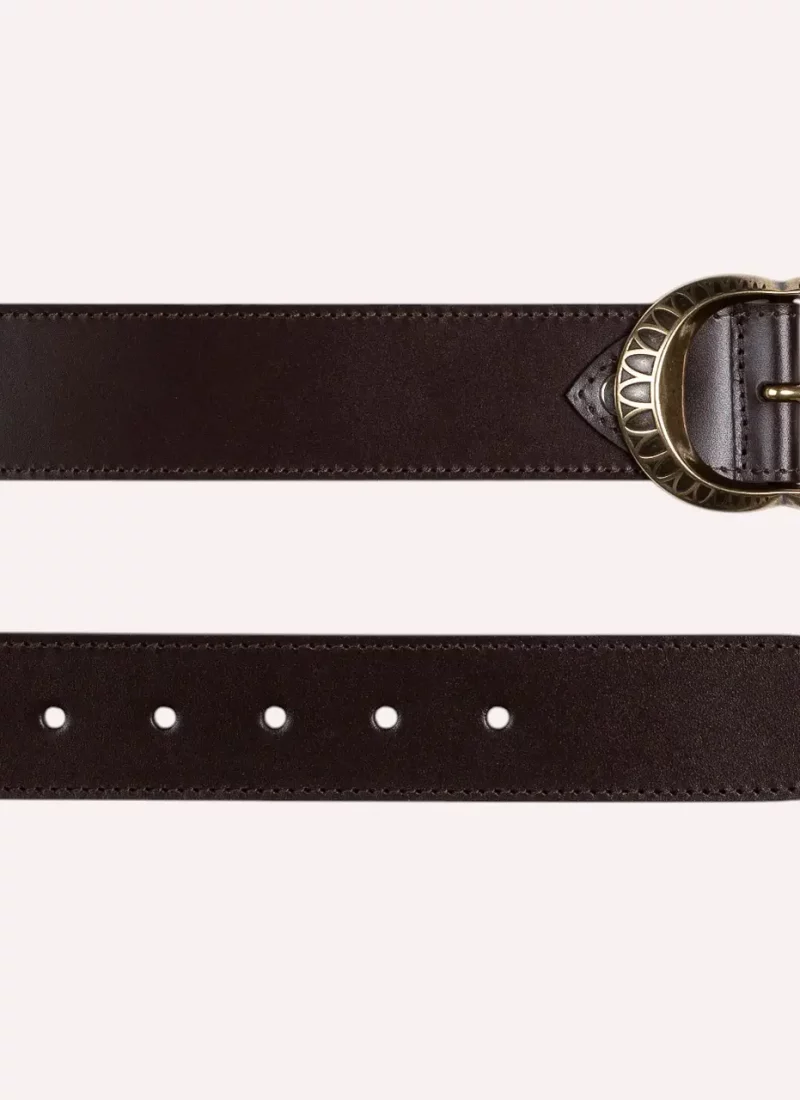 Ceinture Amanda - Cuir lisse marron - à plat-Daguet