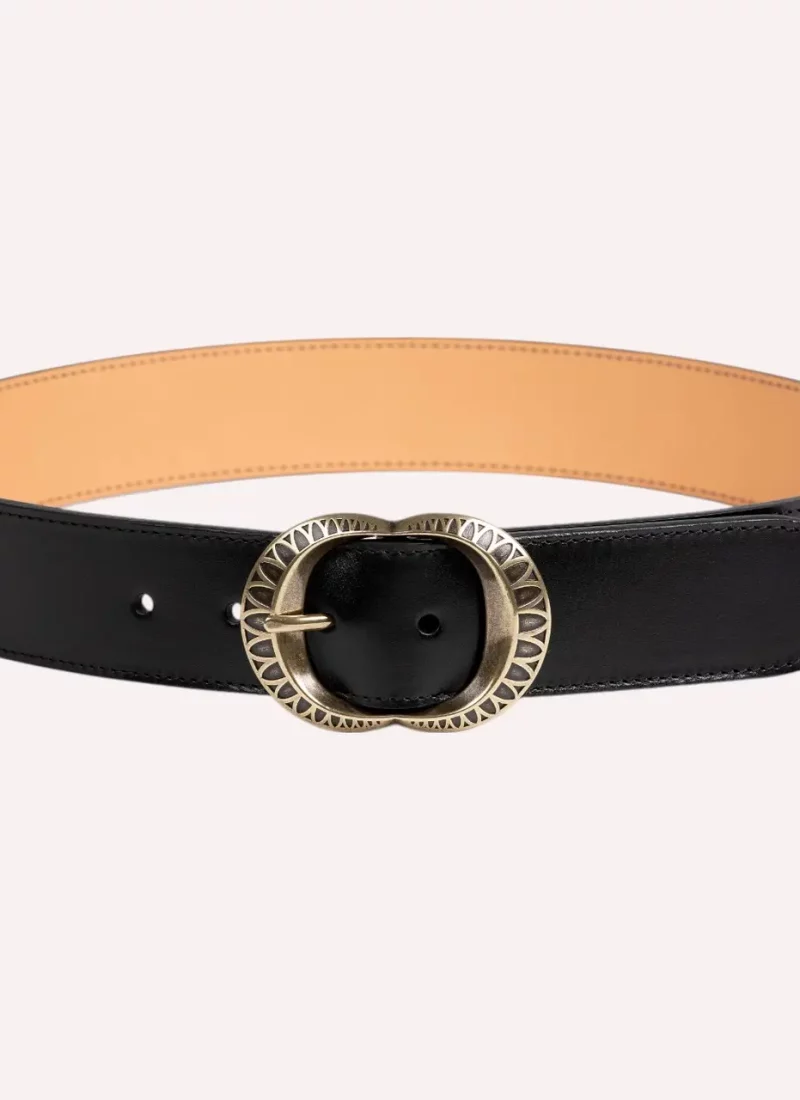 Ceinture Amanda - Cuir lisse noir-Daguet