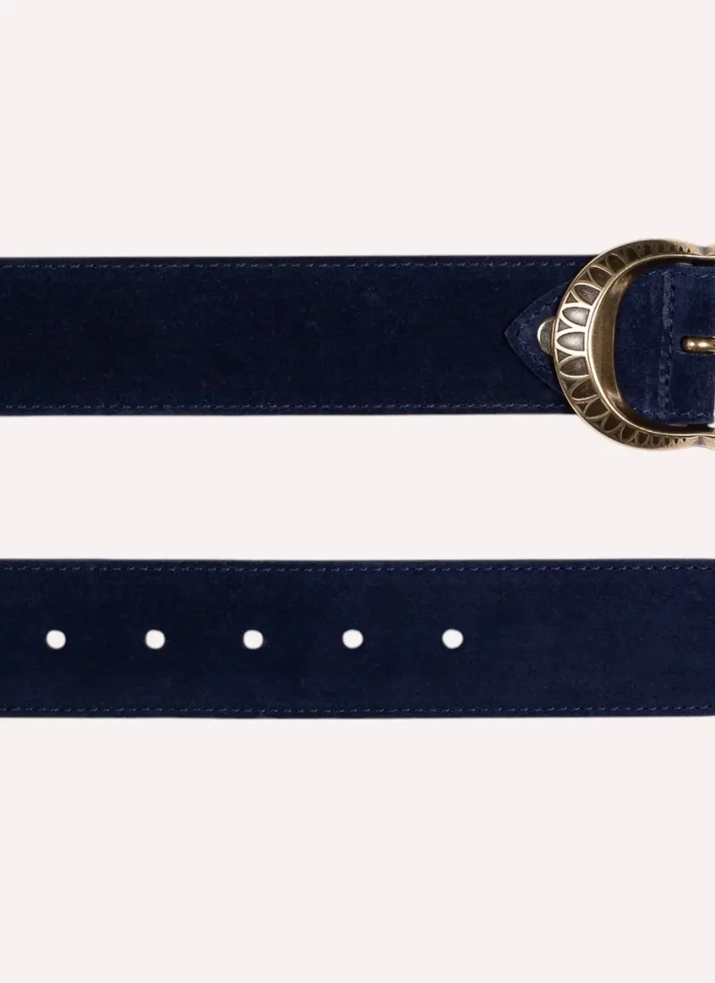 Ceinture Amanda - Velours bleu nuit - à plat-Daguet