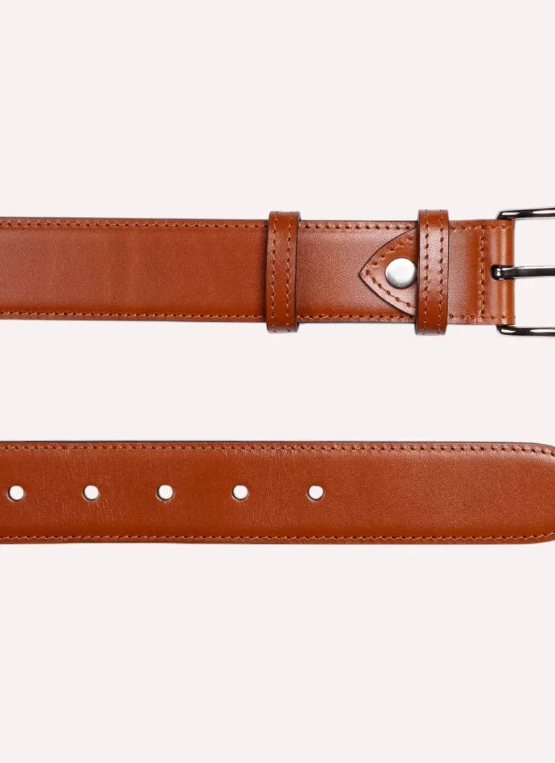 Ceinture Armand - Cuir lisse camel - à plat-Daguet