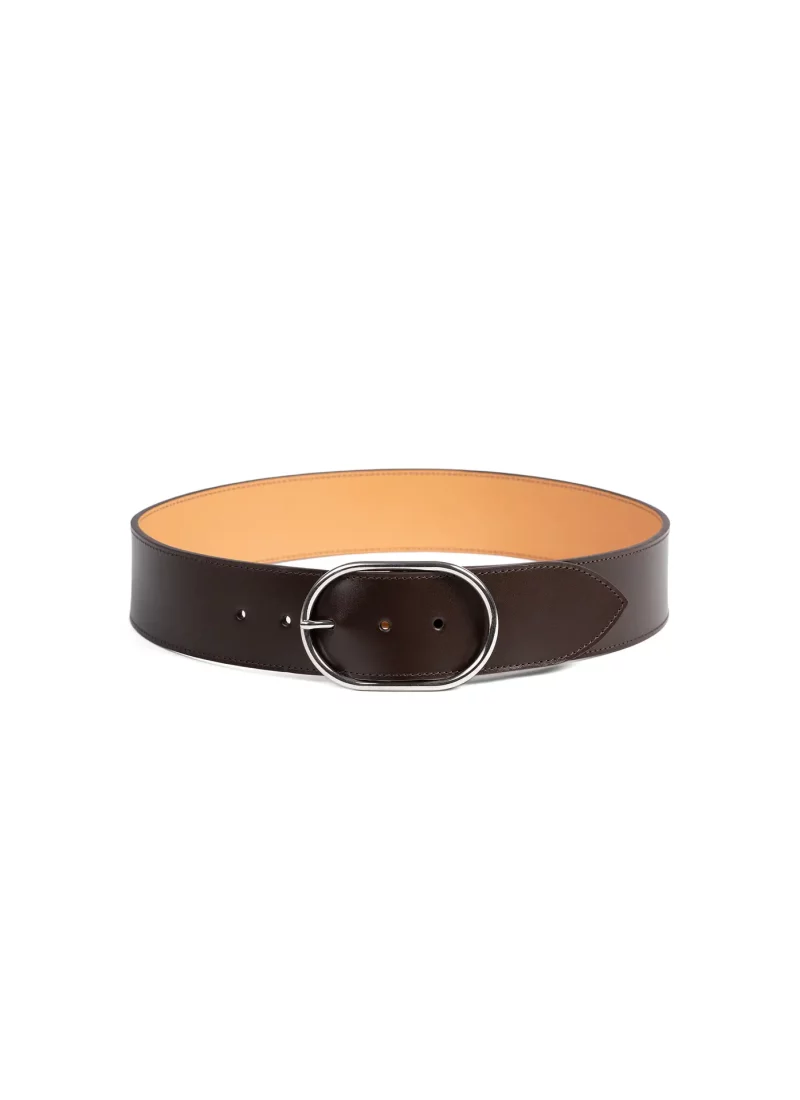 Ceinture Axelle cuir lisse marron 01
