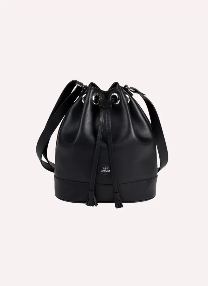 Sac Agathe - Cuir lisse noir - F-Photoroom
