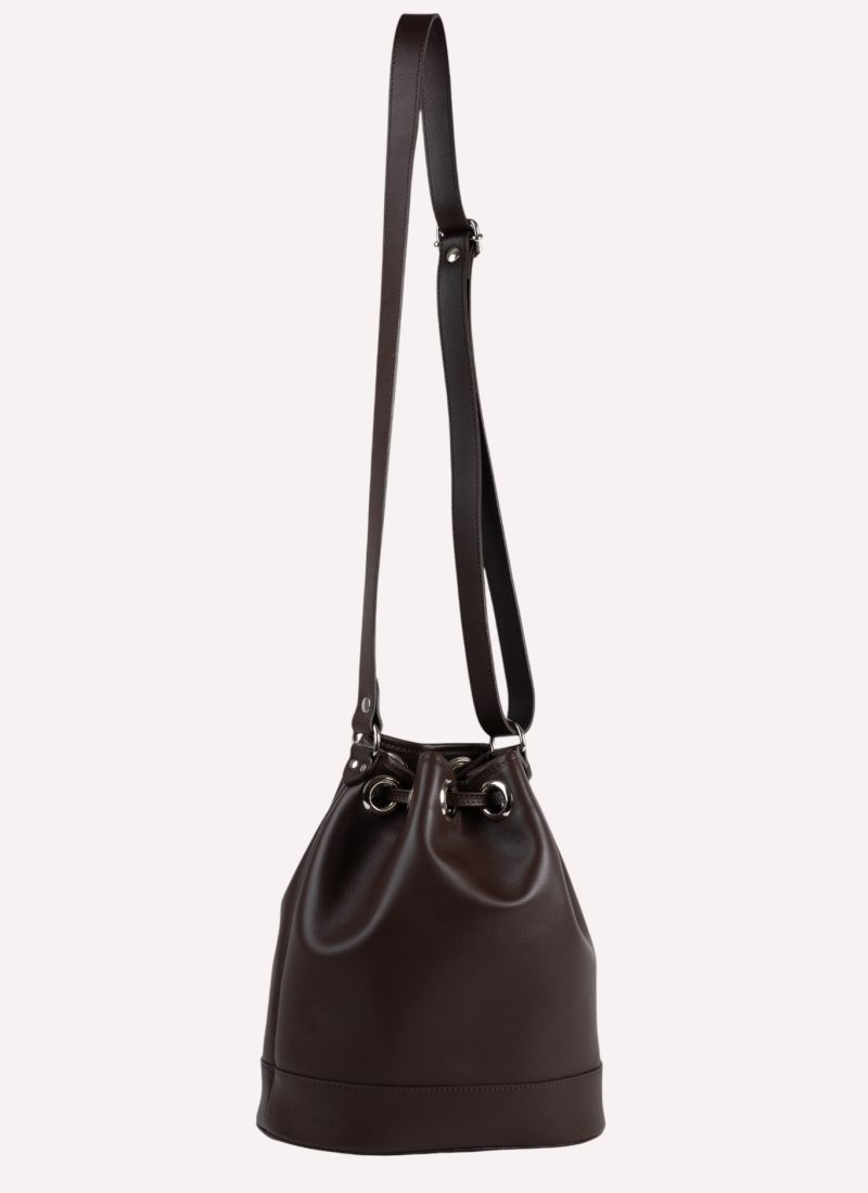Sac Agathe - Cuir marron - suspendu arrière-Photoroom