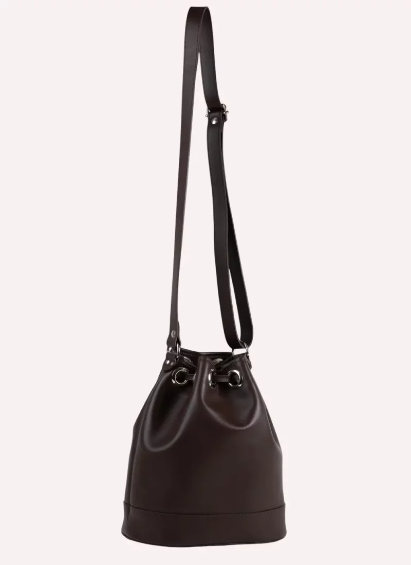 Sac Agathe - Cuir marron - suspendu arrière-Photoroom