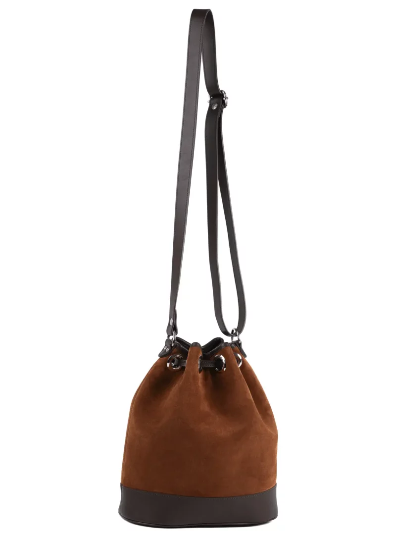 Sac Agathe - cuir lisse marron - velours marron - suspendu arrière
