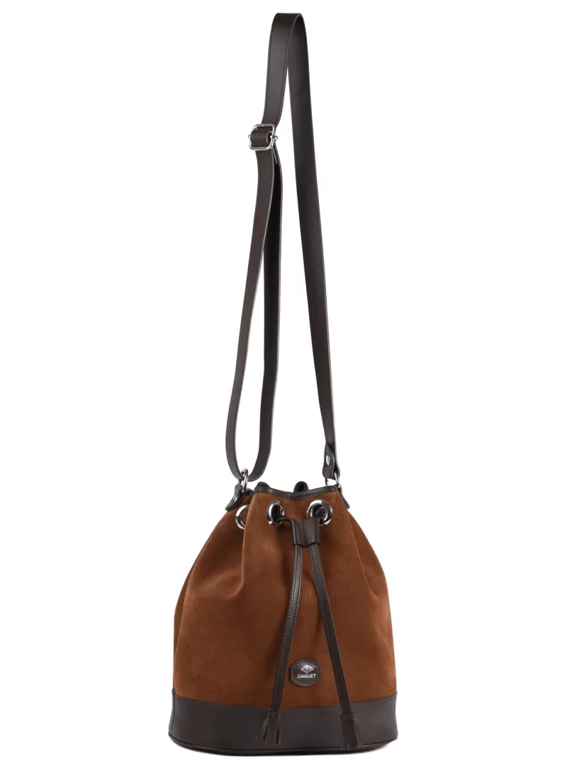 Sac Agathe - cuir lisse marron - velours marron - suspendu