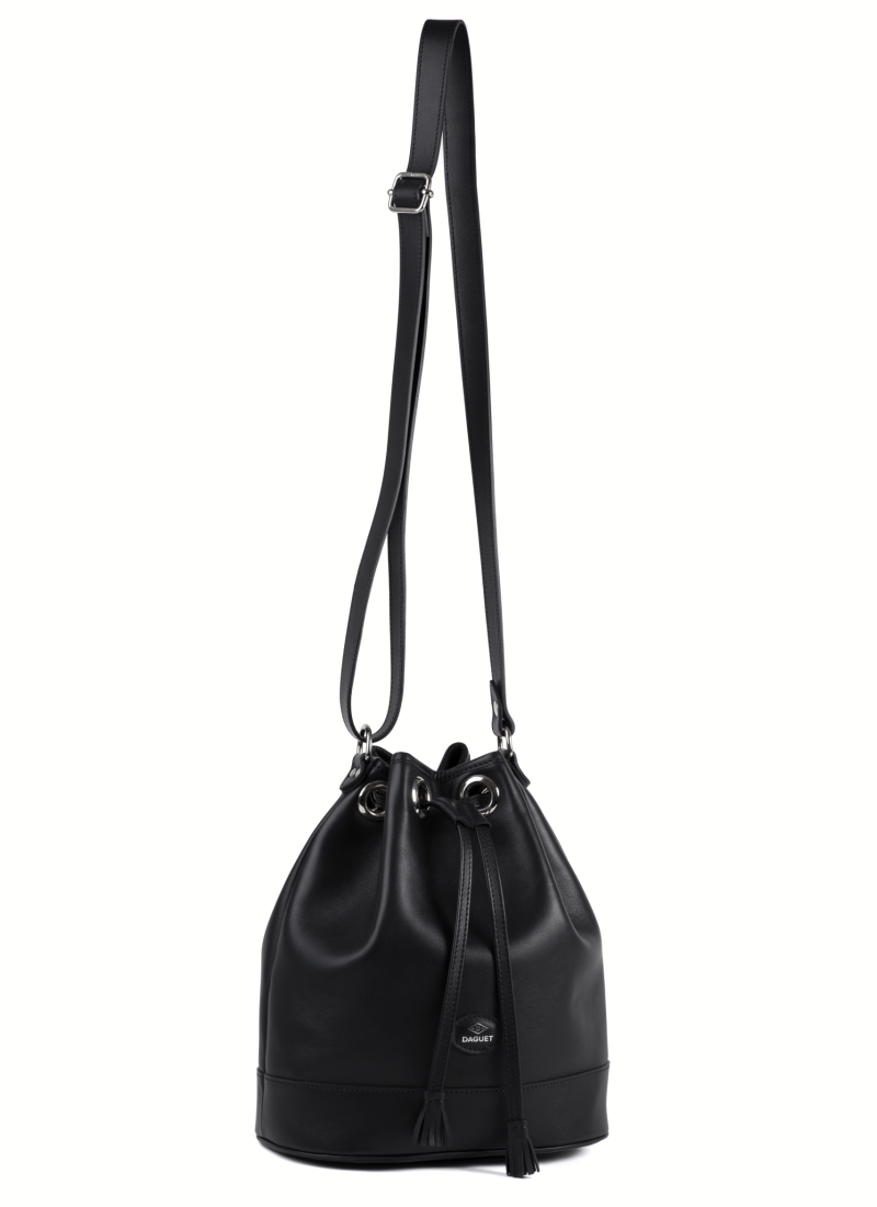 Sac Agathe - cuir lisse noir - suspendu