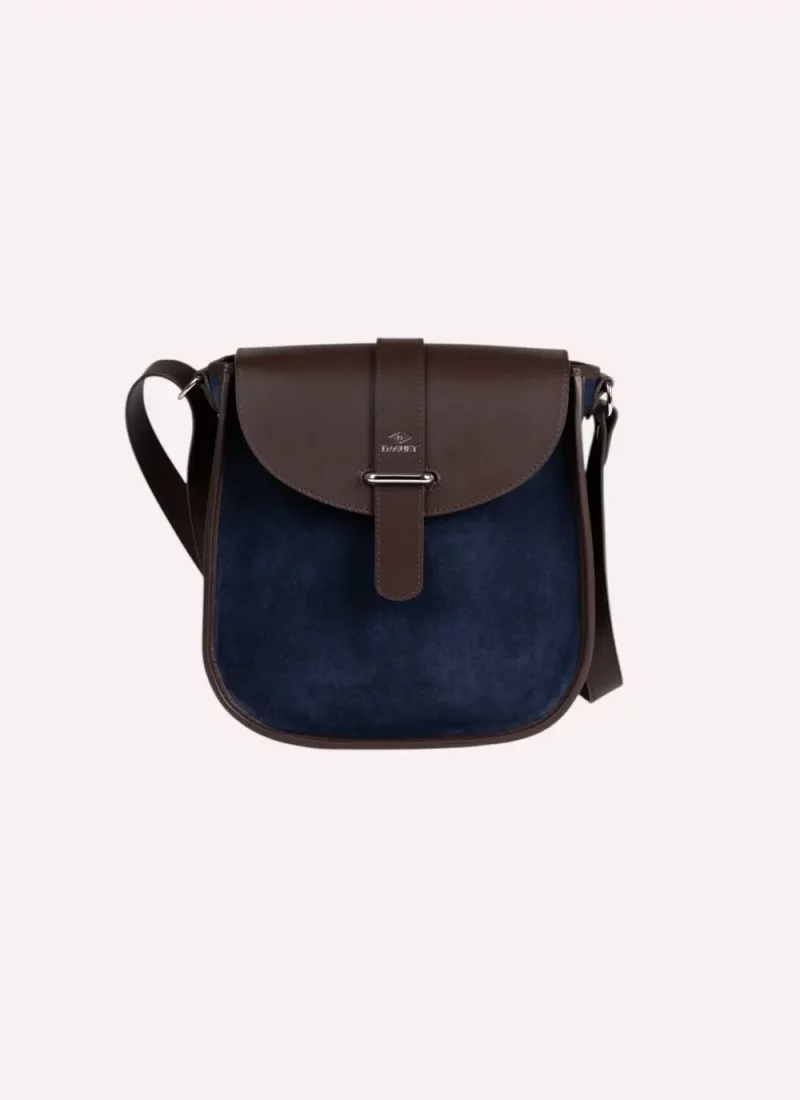 Sac Agnès - Cuir marron - Velours Bleu nuit - F-Photoroom