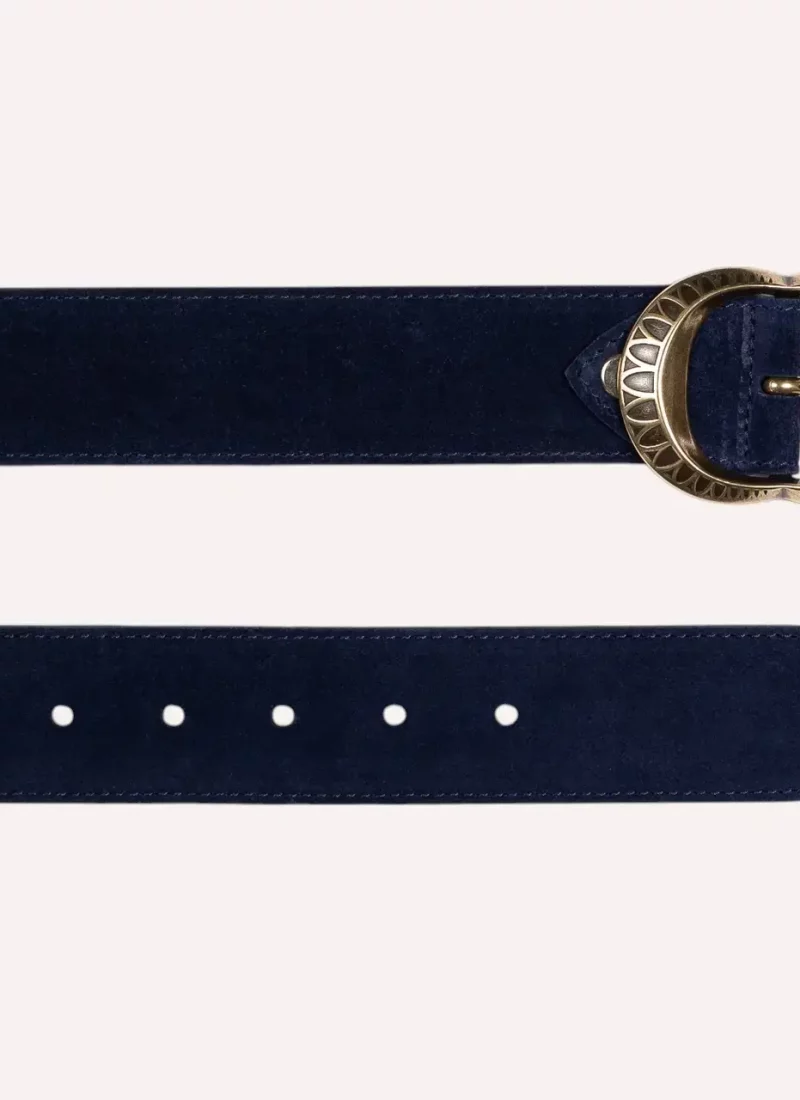 Ceinture Amanda - Velours bleu nuit - à plat-Daguet