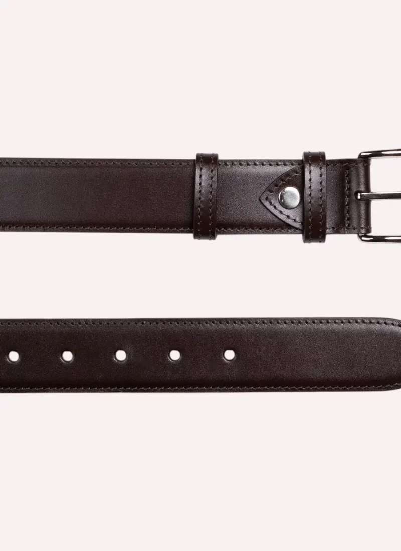Ceinture Armand - Cuir lisse marron - à plat-Daguet
