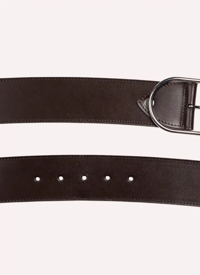 Ceinture Axelle - Cuir lisse marron - à plat-Daguet