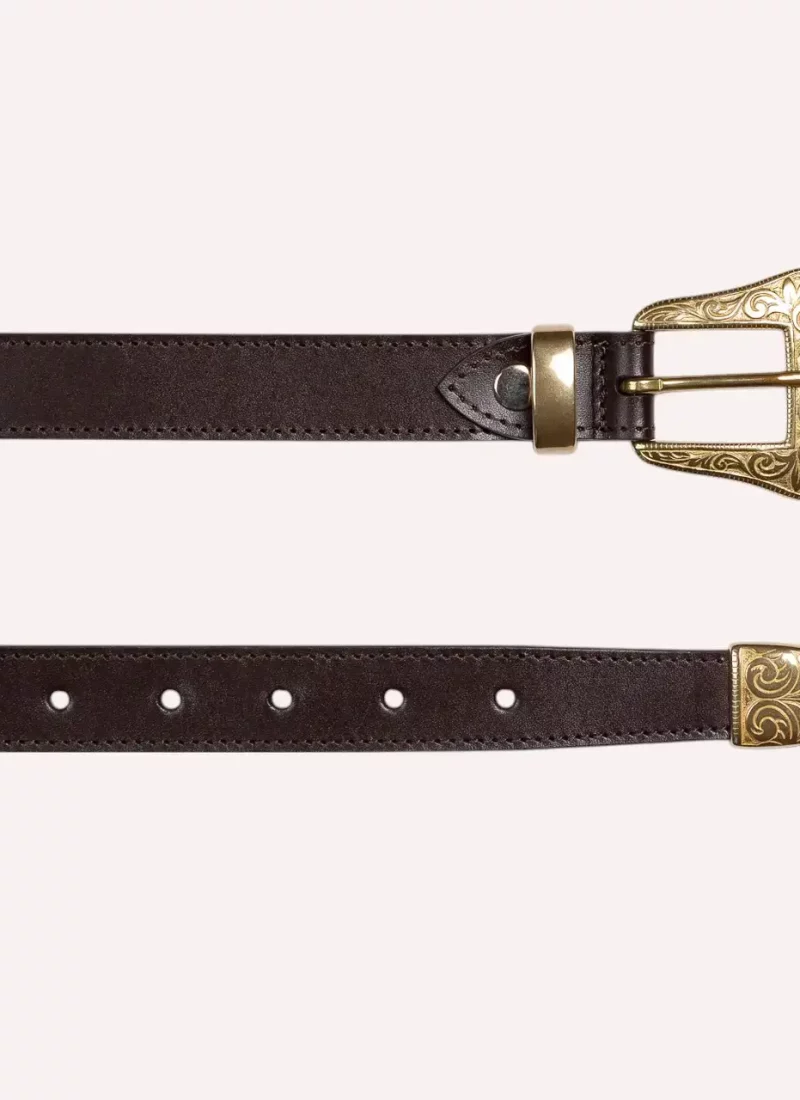 Ceinture Alison - Cuir lisse marron - à plat-Daguet