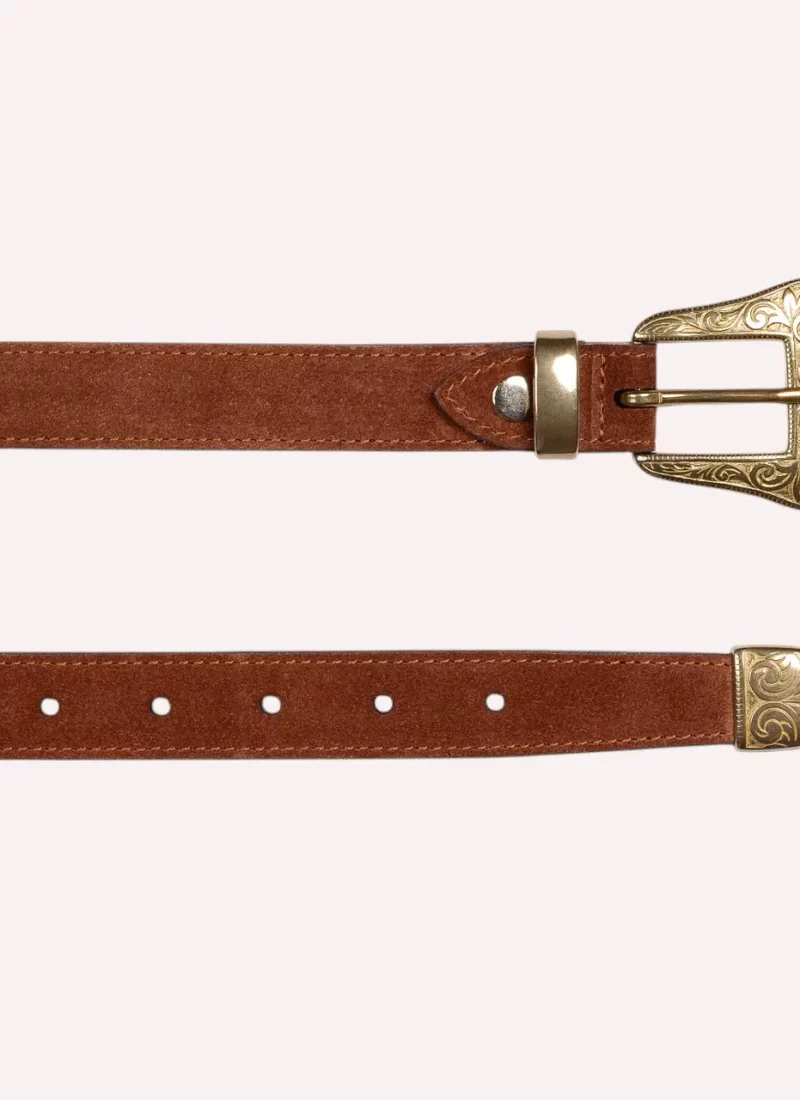 Ceinture Alison - Velours marron - à plat-Daguet
