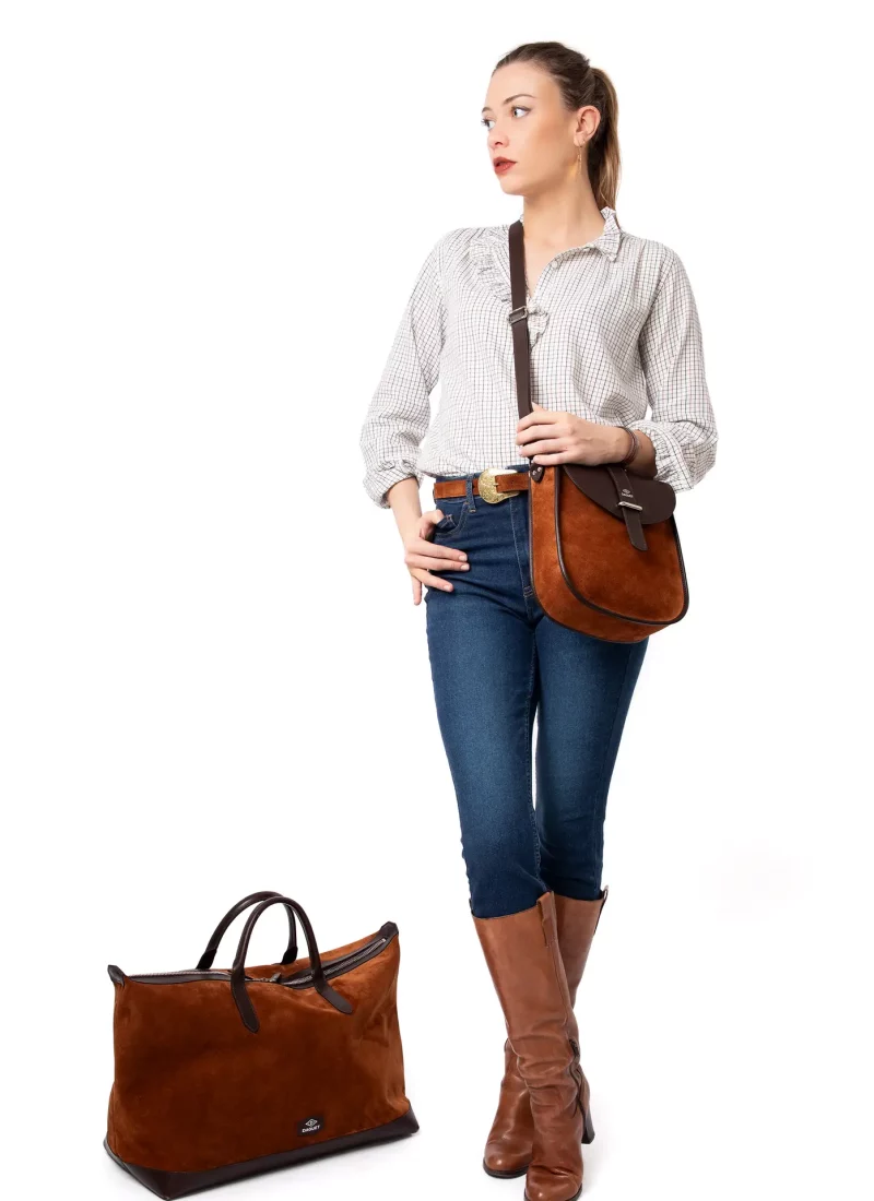 sac agnes marron camel porté