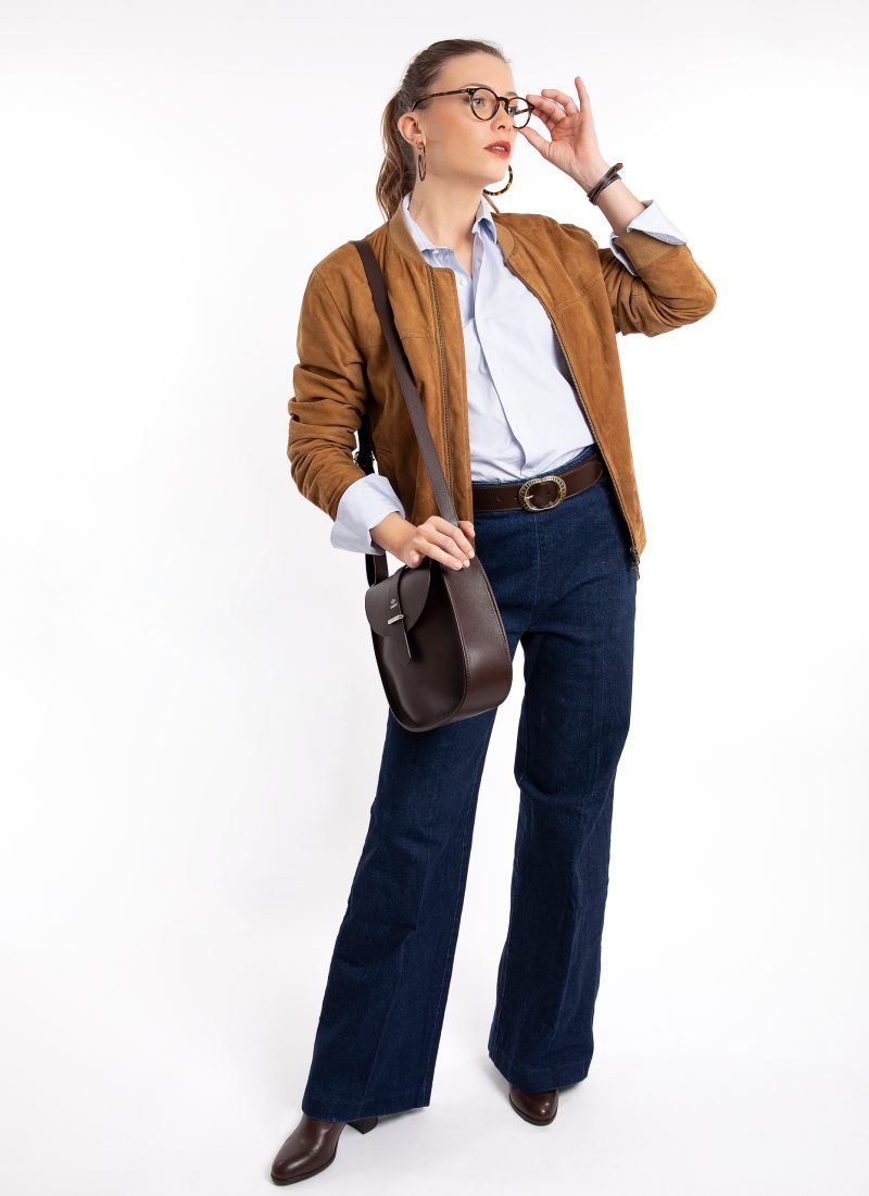 sac agnes marron porté